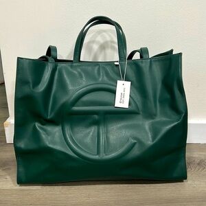 Telfar Green Double Strap Shopper Bag Dark Olive Green Large